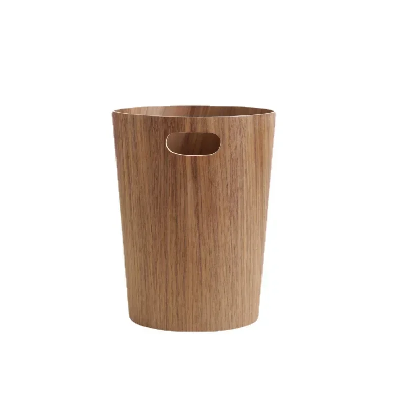 

Garbage Trash Bin Wooden Bins Kitchen Cleaning Home Tools Creative Bathroom Storage Can Simple Waste Round Wastebasket