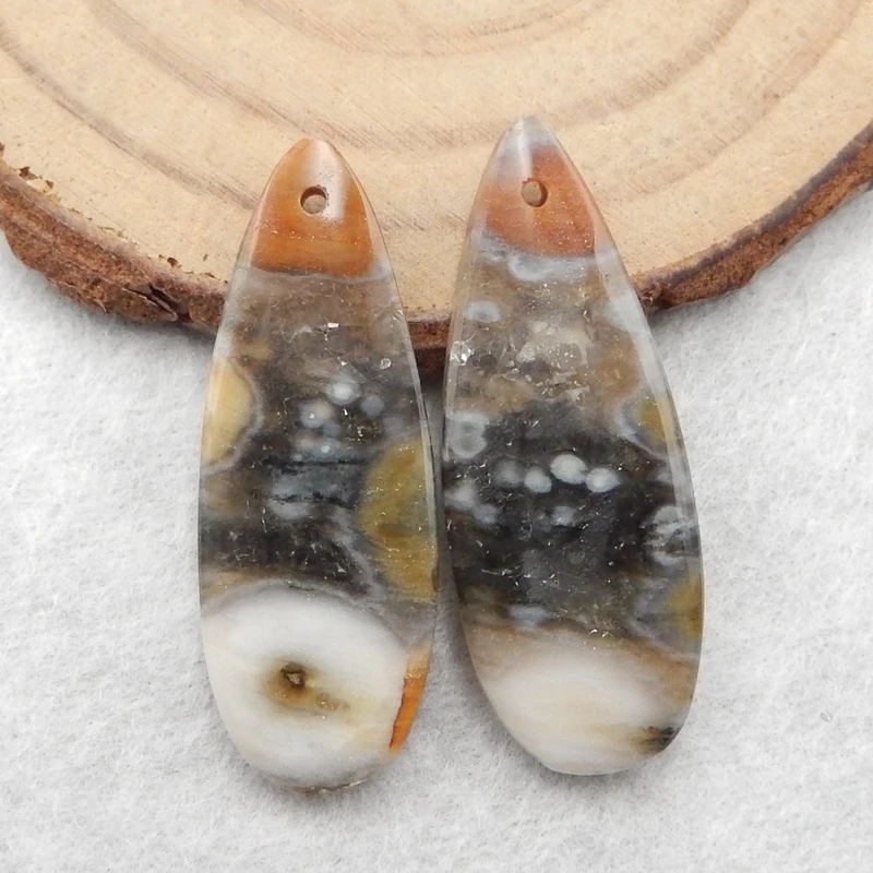 

Birthday gift Fashion Jewelry Ocean jasper Gemstone women earring bead 30x11x4mm5.2g