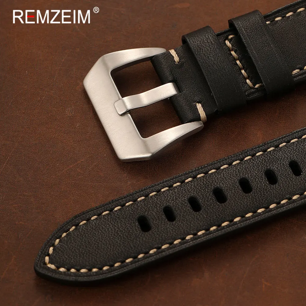 Vintage Oil Wax Leather Watch Band - Quick Release, Durable Calfskin Strap