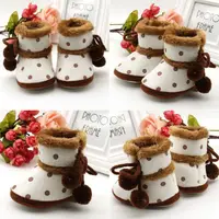 Winter Newborn Shoes Baby Boy Girl Cute Pompon Snow Boots With Plush Infant Anti-Slip Toddler Shoes Cotton Shoe Kids Home Boots 2
