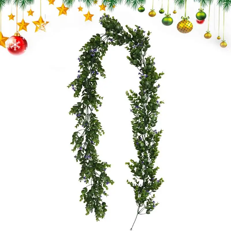

Рождественская зеленая гирлянда, 5,9 фута, Рождественская настенная зеленая гирлянда, гирлянда из искусственного эвкалипта с весенней красотой для окна книжной полки
