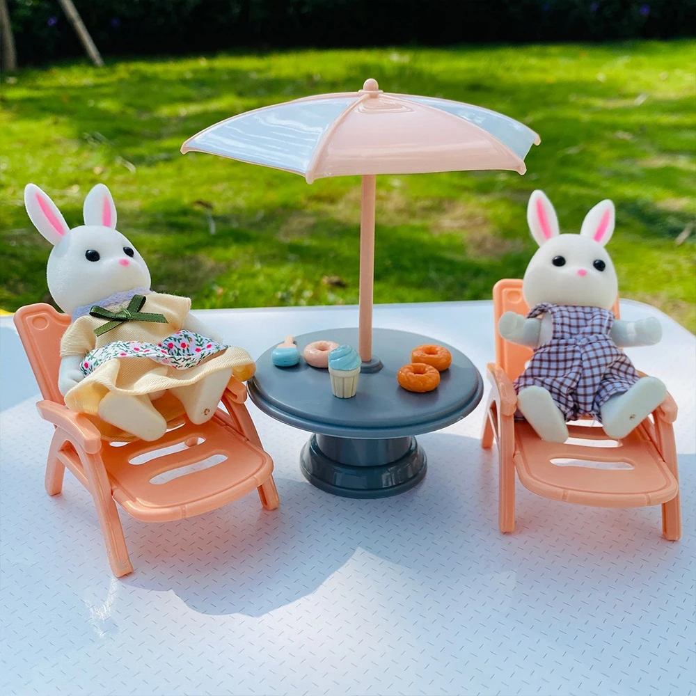 Beach Bus 1/12 Forest Family Bunny Ice Cream Sales Vehicle Dollhouse Miniature Furniture For Girls Play House Toy Birthday Gifts 4
