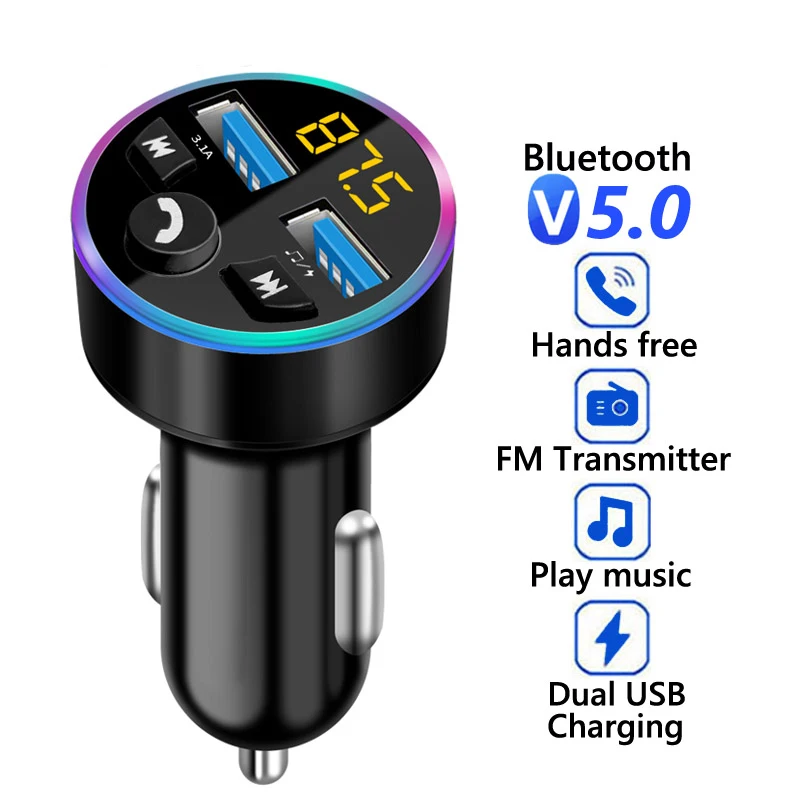 USB Fast Car Charging FM Transmitter Audio Receiver Car MP3 Player 3.1A  Bluetooth For Xiaomi Huawei Mobile Phone Adapter in Car - AliExpress