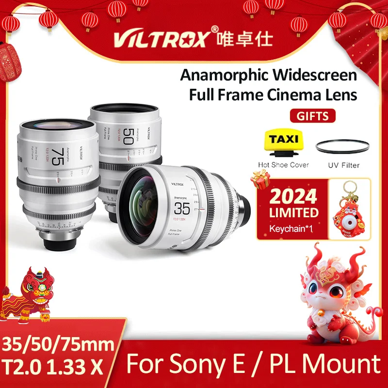 Viltrox 35Mm 50Mm 75Mm T2.0 1.33X Full Frame Widescreen Anamorphic Prime Cine Lens Per Pl Mount Camera Sony E Mount Camera