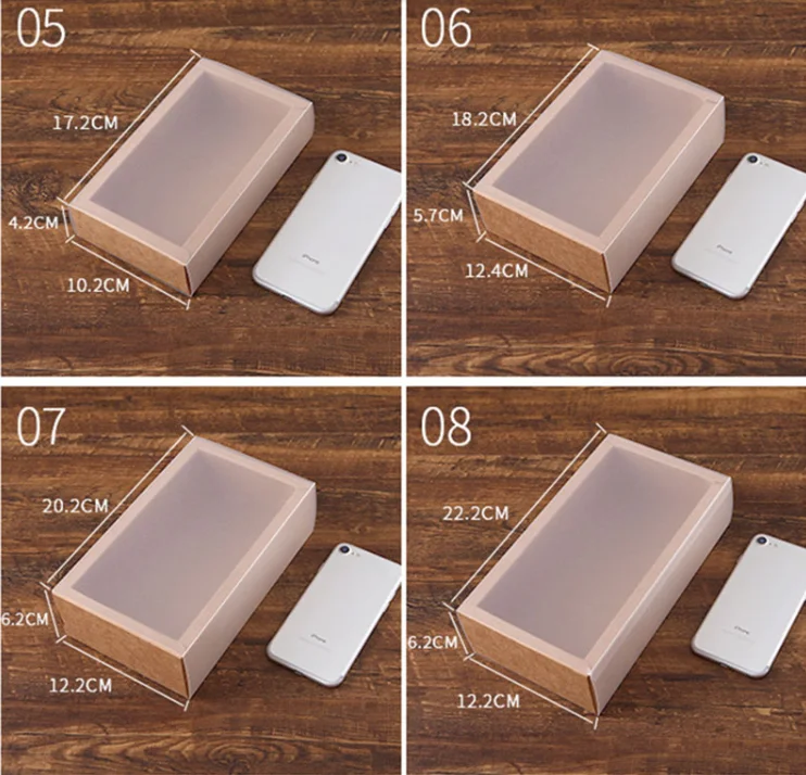 10pcs Kraft Paper Gift Boxes with Clear PVC Window, Exquisite Drawer Packaging for Wedd... - SKU KPGB1100 - UGI Packaging