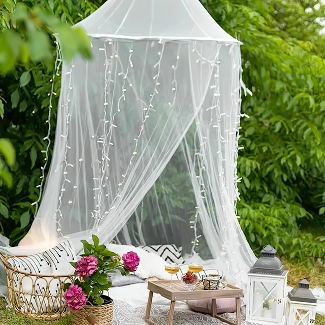 Moustiquaire à dôme suspendu d'été pour lit de fille, moustiquaire en tissu maille, pour maison, chambre à coucher, Camping en plein air 3