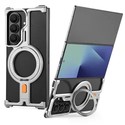 Eary 360° Rotate Kickstand Aluminum Metal Bumper Shockproof Case with Camera Screen Protection - Samsung Galaxy Z TriFold (Tintanium)