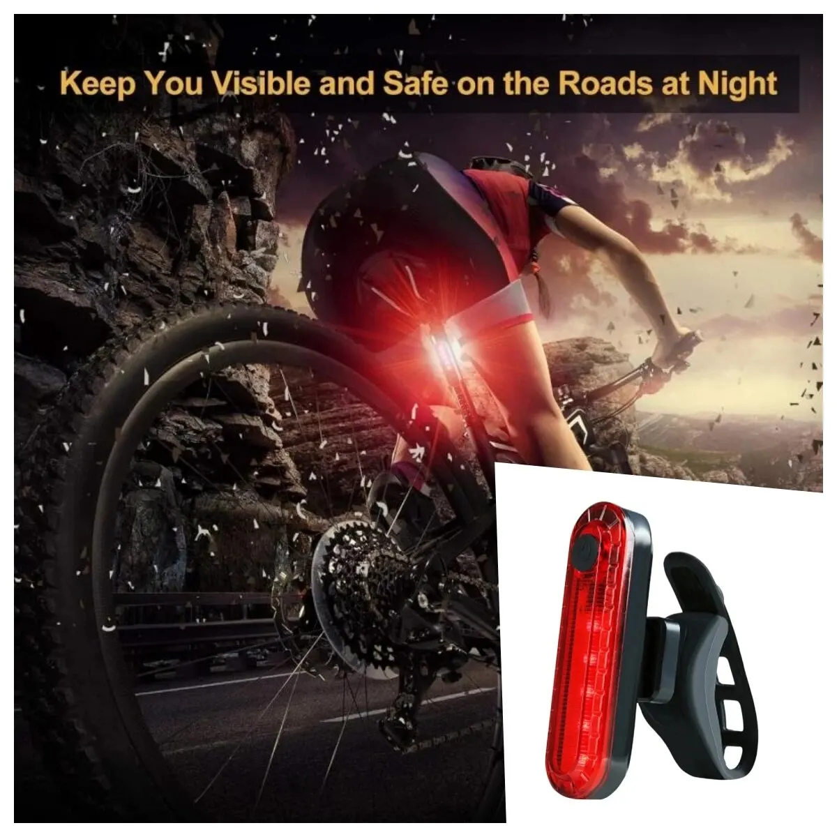 Fanale posteriore for bici USB ricaricabile, 4 luci posteriori for bicicletta con torcia di sicurezza for bicicletta, luci di avvertimento for biciclette da montagna imformeabili