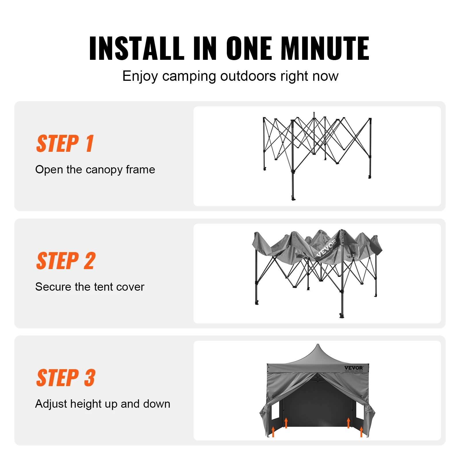 VEVOR 10x10 FT Pop up Canopy with Removable Sidewalls Portable Gazebo & Wheeled Bag UV Resistant Waterproof Tent for Patio