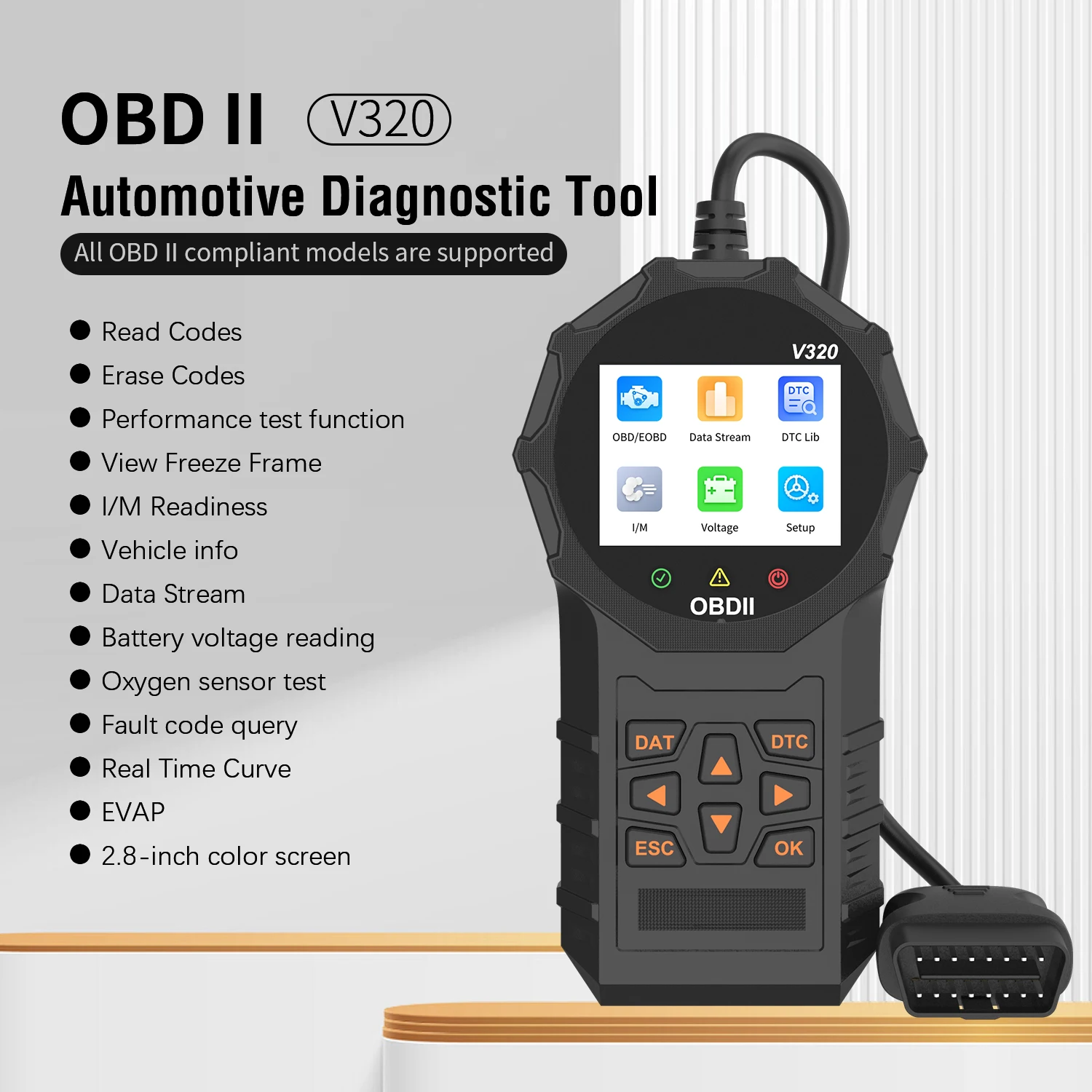 

Universal V320 OBD2 Scanner Diagnostic Auto Check Engine Fault Error Code Reader Data Stream OBD 2 EOBD Read Car PK V520 V318