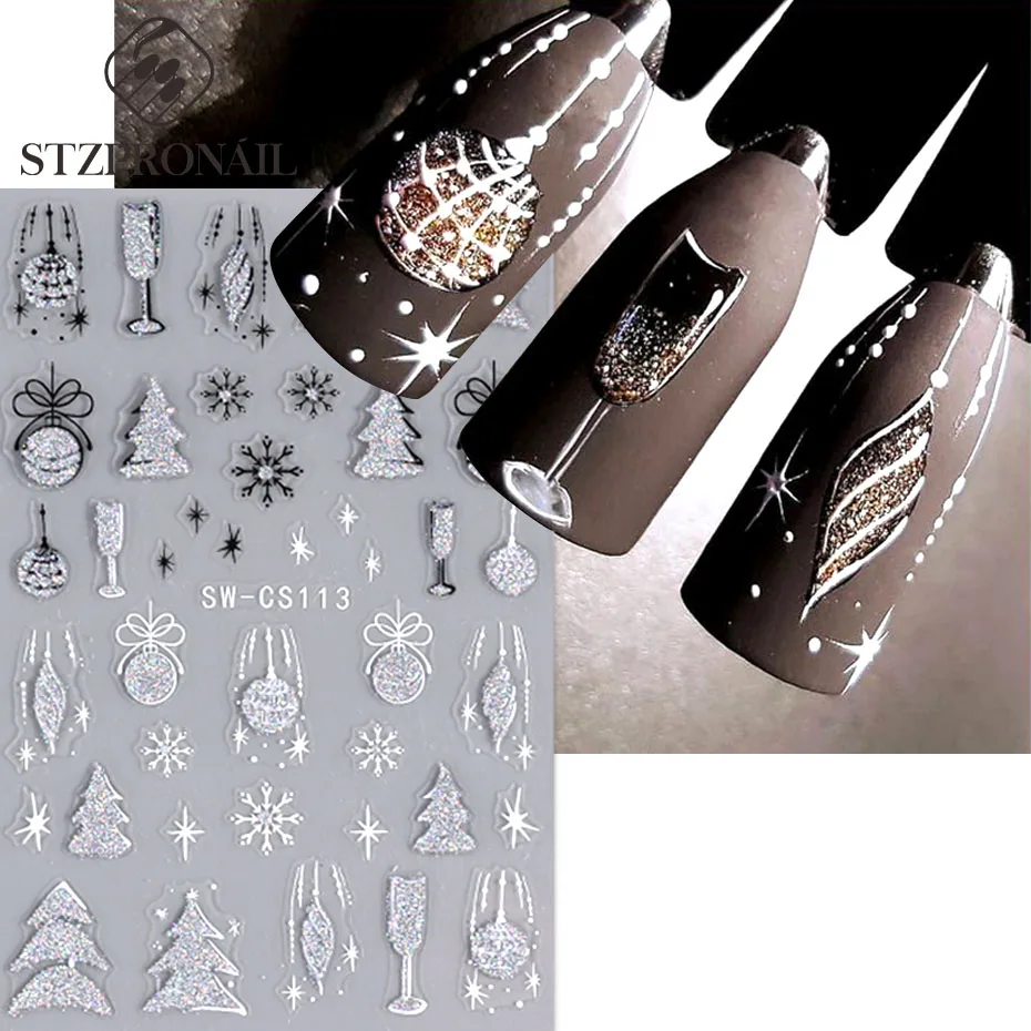Lurrose Weihnachten Nail Art – Glitzer Schneeflocken Pailletten, Holografisch & 3D