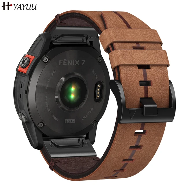 Fenix 7 Wristband 22mm Leather Bands for Garmin Fenix 5/Fenix 6/Fenix  7/Forerunner 935/945/Approach S60/S62/Quatix 5/EPIX 2 - AliExpress