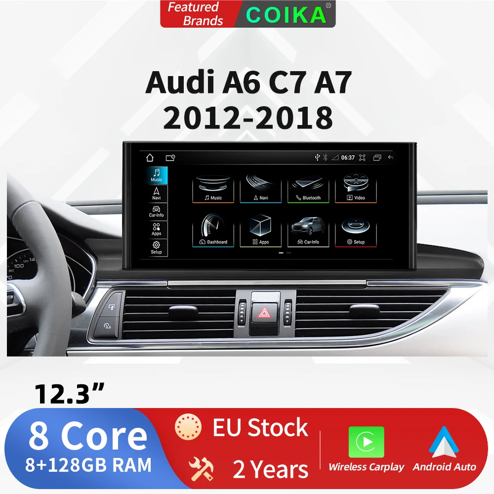 12.3 "Display Touch Screen Monitor Per Auto Android Per Audi A6 C7 A7 2012-2018 Gps Navi Bt Wifi Sim Carplay Auto Multimedia 1920*720