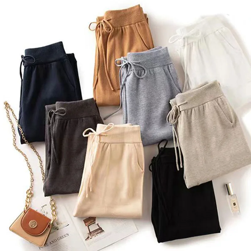 Women's 100% Pure Wool  Slim Pants High Waist  Autumn and Winter Cashmere Casual Knitted Pencil Pants Korean Thick Casual pants 5