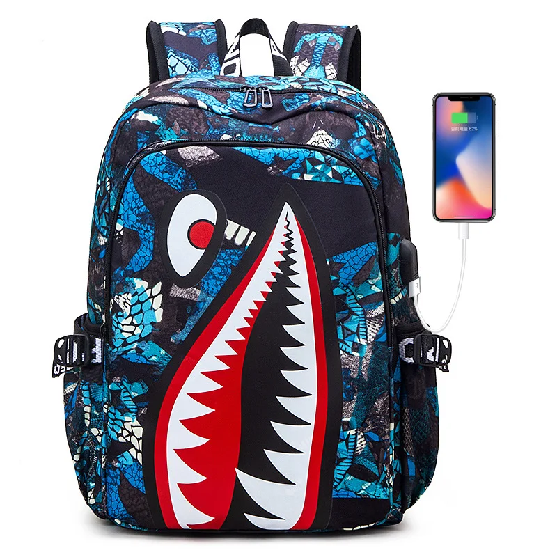 Backpack Elementary Bookbag Travel Rucksack Cartoon Shark Print Primary  School Student Satchel Backpack Mochila Infantil - AliExpress