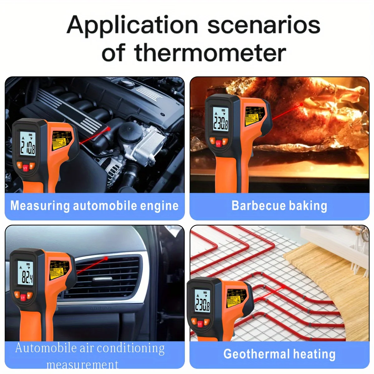 thumbnail image 2 of Thermometer Gun NJTY Infrared Thermometer Non-Contact Digital Temperature Gun 50 C 400 C 58 F 752 F Emissivity Function Ir Industrial Kitchen Cooking Automotive Not Digital Infrared Thermometer 2 of 14