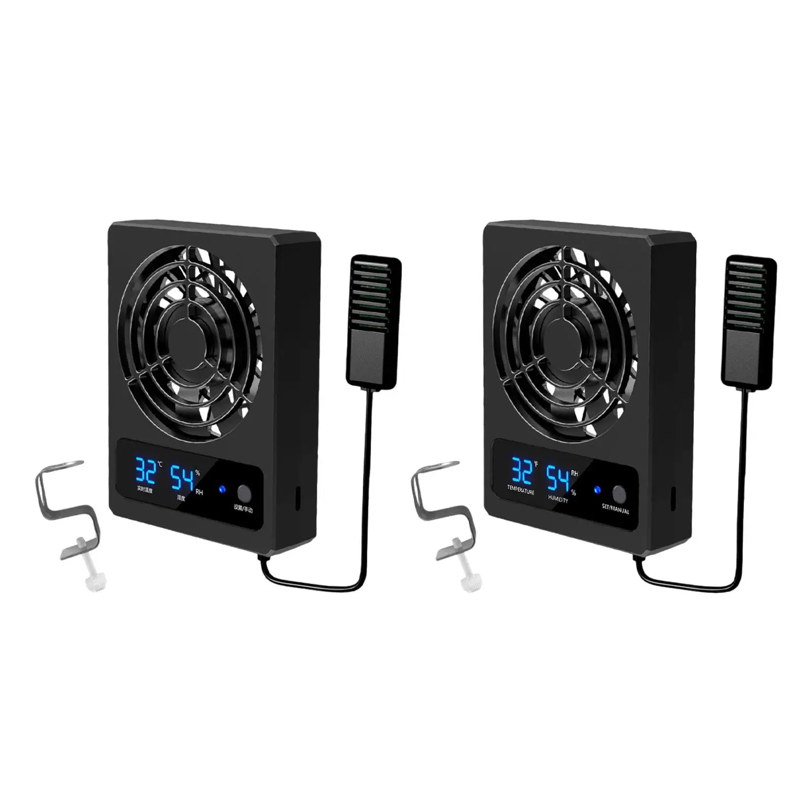 Reptile Ventilation Fan Smart Hygrometer Digital Display Adjustable Mounting