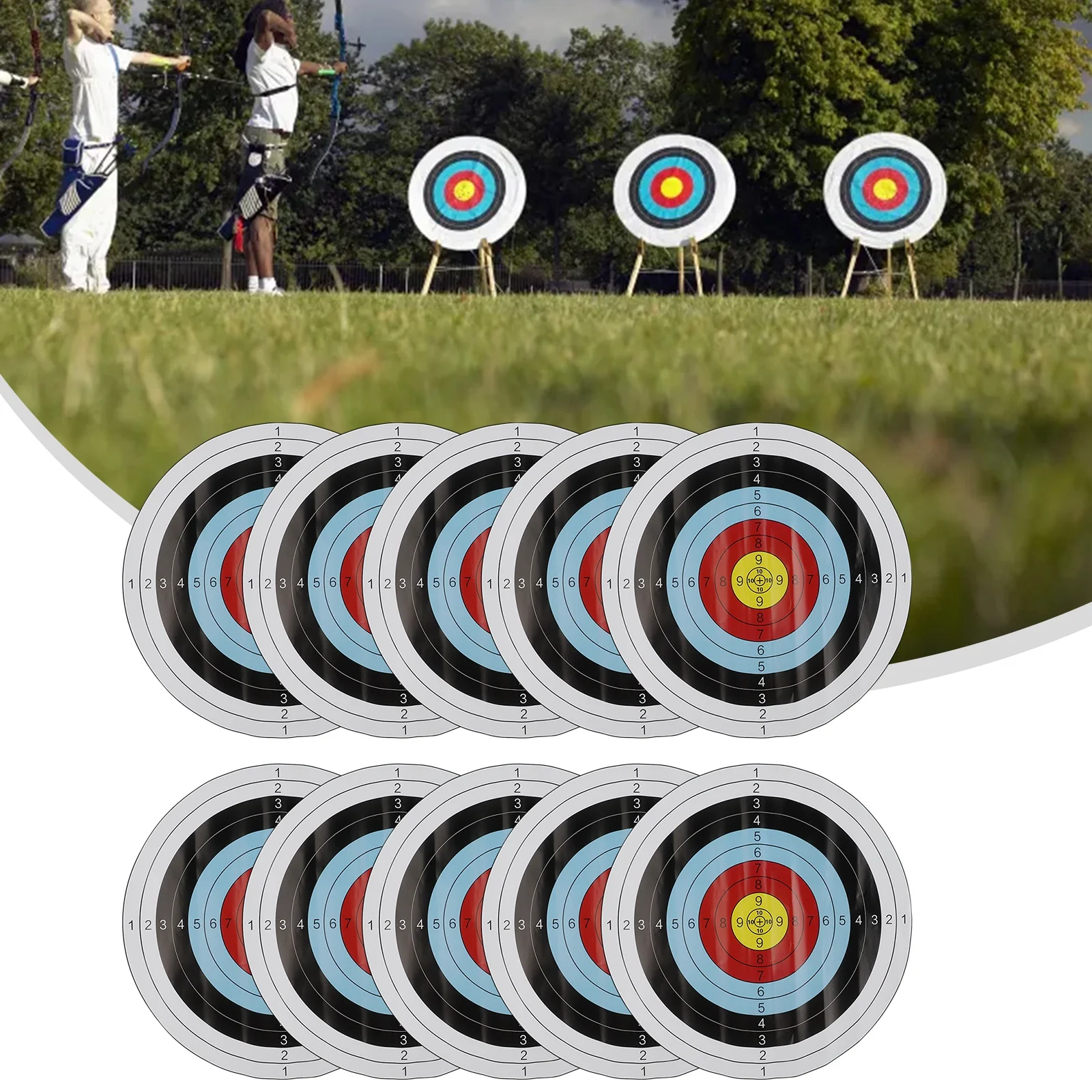 

10Pcs/set Archery Target Paper Face 40x40cm For Arrow Bow Practice Outdoor Sports Training Aim Stickers Shot Accessories