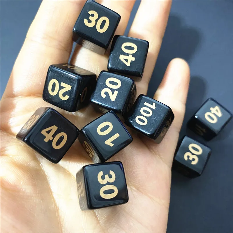 10Pcs/set 14mm Acrylic D6 Dice Blood Count Indicator 6 Sides 10 20 30 40 50 100