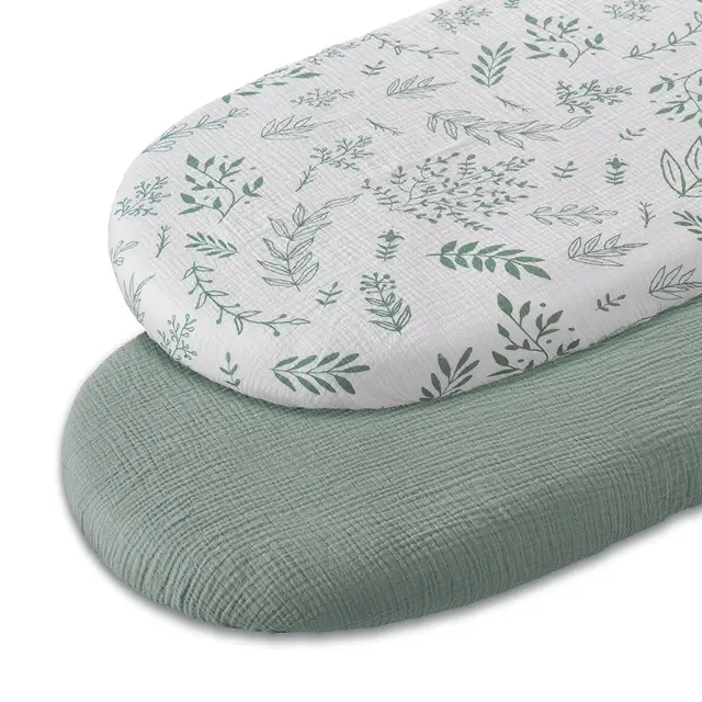 Feuilles de couffin en mousseline 32x17, 1/2 pièces, pour bébé fille et garçon, douces et respirantes, adaptées au berceau ovale, panier Moses 1