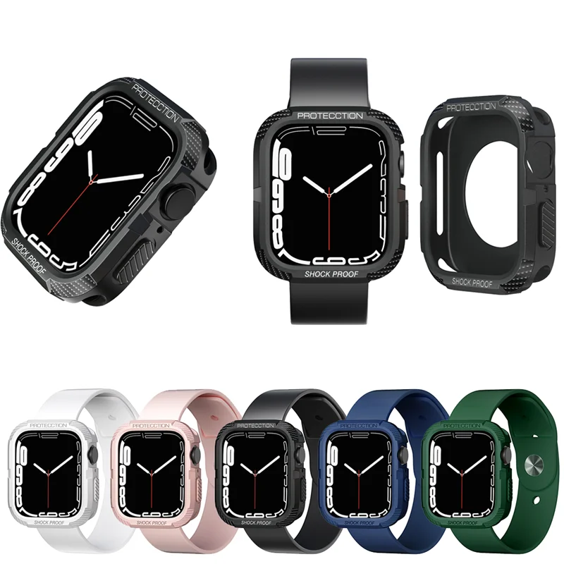 

Case For Apple Watch 7/6/SE/5/4/3/2/1 45mm 41mm 42mm 38mm Cases Soft TPU Shockproof Protector Bumper for apple watch 40mm 44mm