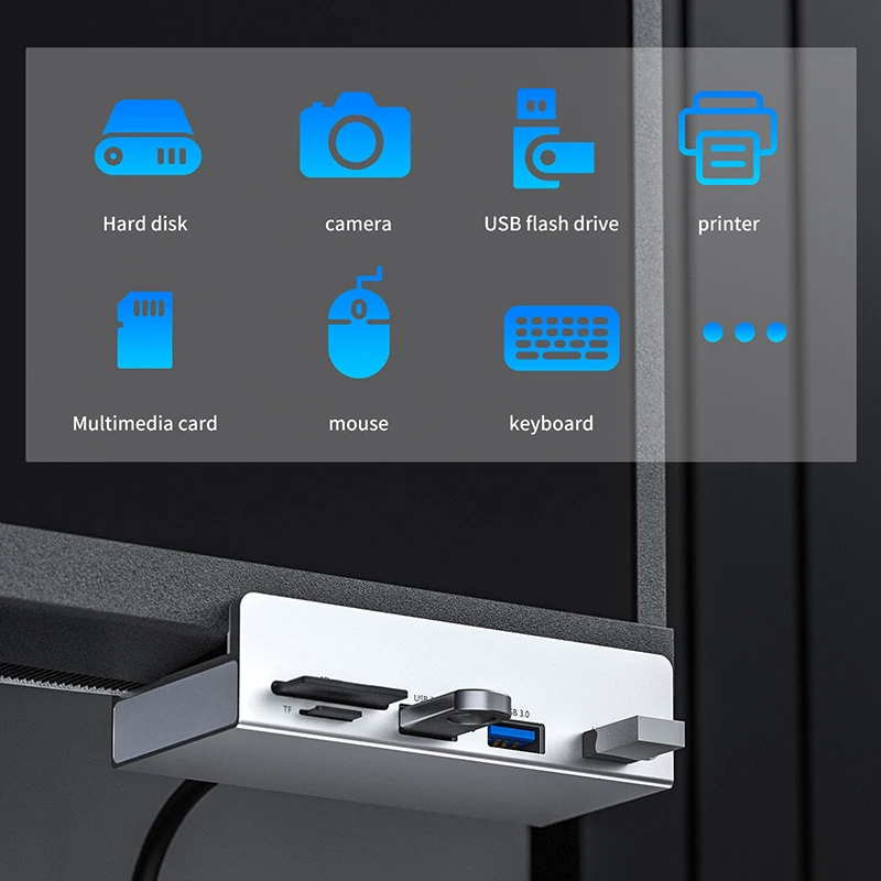 알루미늄 합금 USB 3.0 도킹 스테이션 고정 클립, 두께 조절 가능, 알루미늄 허브 클립 컨버터 허브 고정
