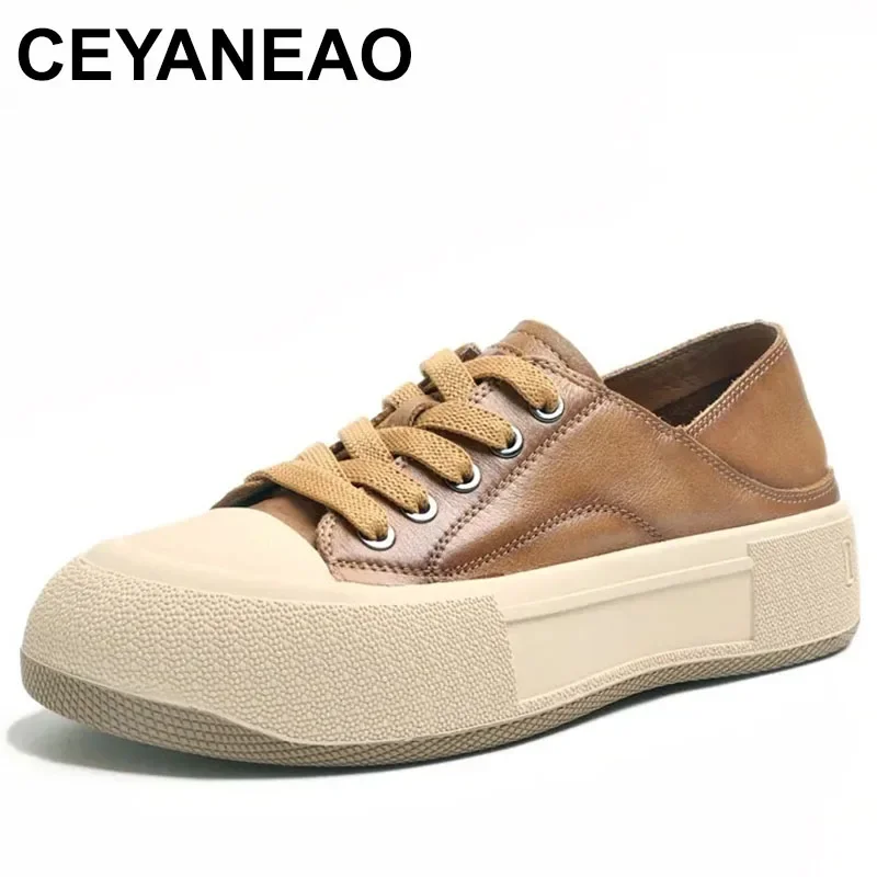 

Handmade Spring Autumn Women Genuine Leather Shoes High Qaulity Cow Leather Thic Bottom Ladys Casual Flat Shoes