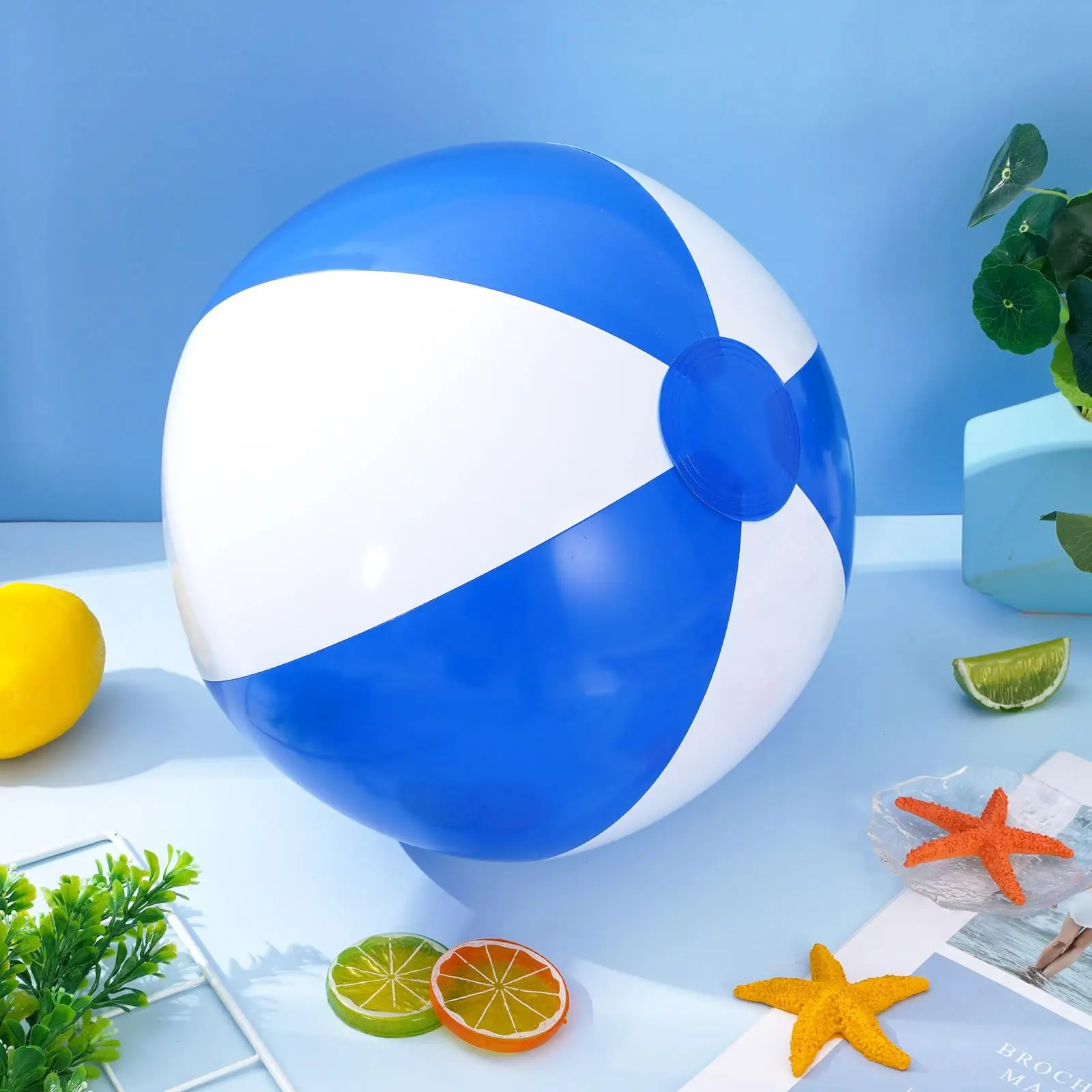 16Pcs 16''Inflatable Beach Ball Round Pool PVC Ball Game Toy for Summer Hawaiian Theme Beach Party Decor Water Game Accessory 4