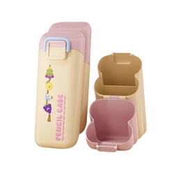 Creative Desktop Slanting Organizer - Cartoon Cosmetics Storage & Desk Pencil Holder (Yellow)