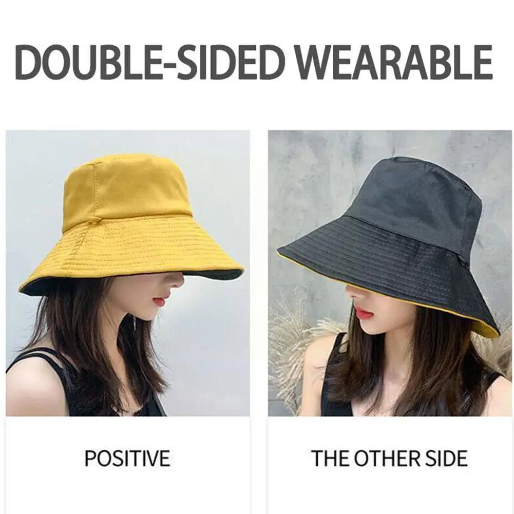 Women Summer Sunhat Cotton Ponytail Bucket Hat Outdoor Sun Visor Color Cap Hats Panama Foldable Adjustable Solid Beach Fish J6Z6