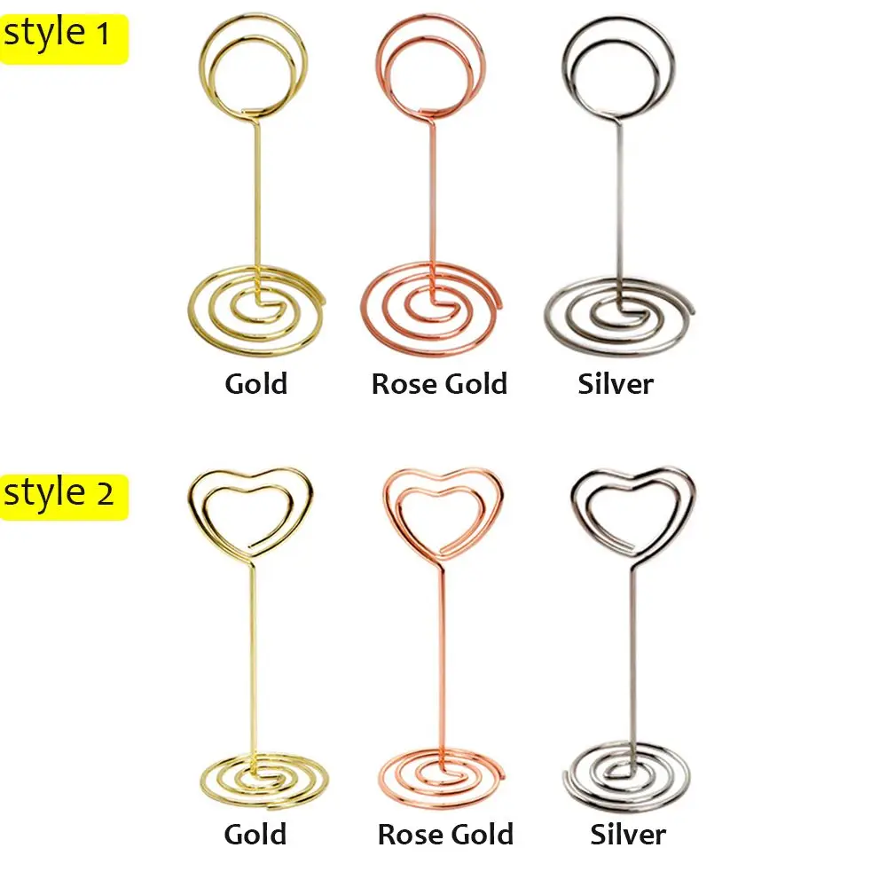1pc Metallic Rose Gold Paper Clamp Desktop Decoration Table Numbers Holder Place Card Clamps Stand Photos Clips