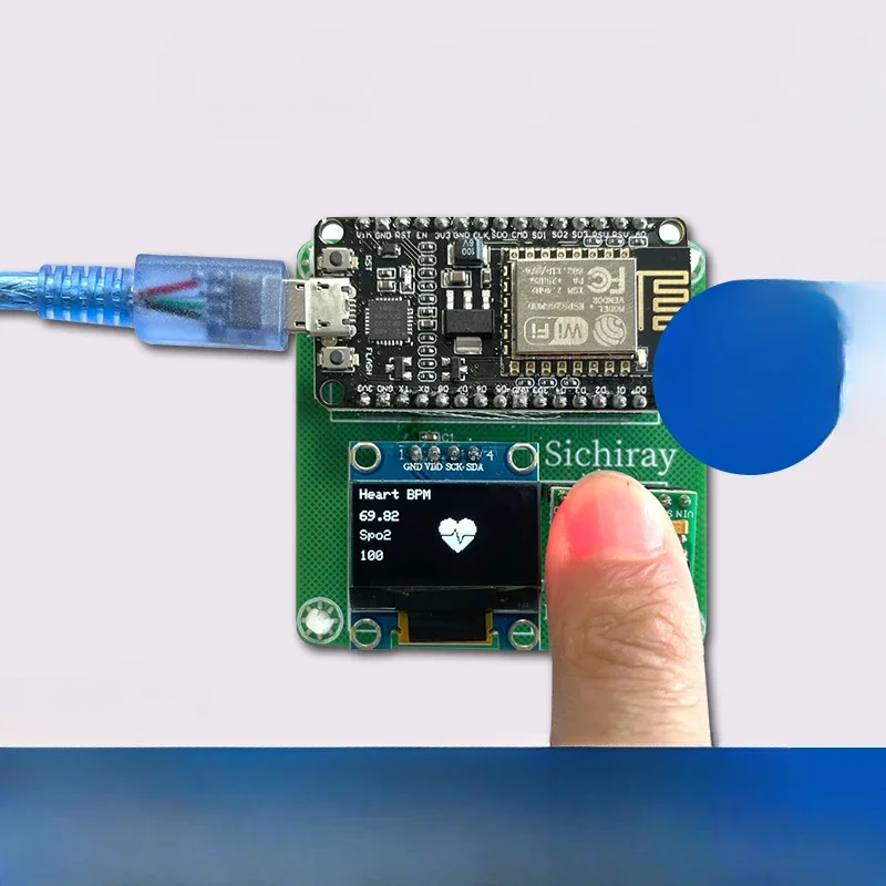 

Development kit for blood oxygen and heart rate sensor module max30102 electrocardiogram