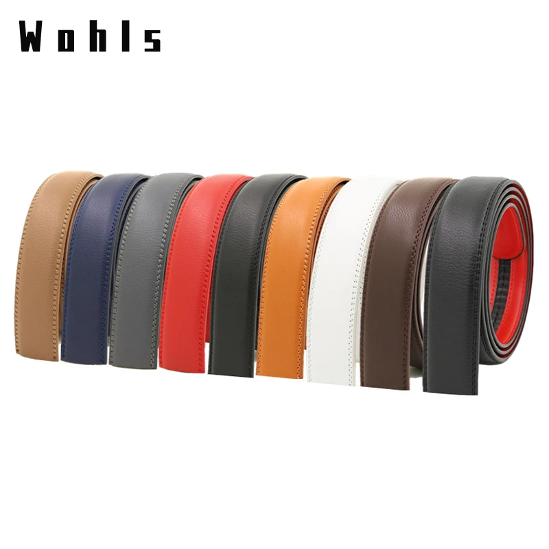 Mens Leather Belt 3.5cm Wide Belt Smooth Buckle Automatic Buckle Two-layer Cowhide Without Trousers Accessories Repair