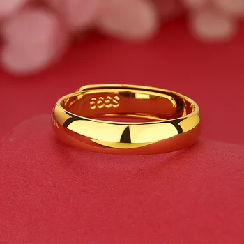 24K Gold AU999 Plain Wedding Band, Adjustable Open Ring Couples, Minimalist Stackable Ring Women & Men, Fine Jewelry