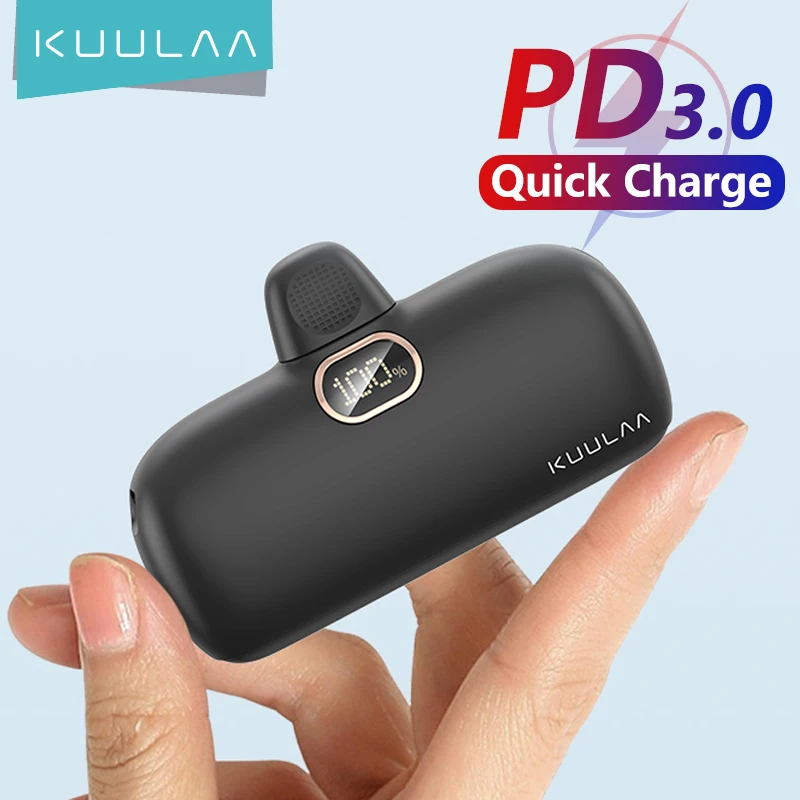 KUULAA Mini Power Bank 5000mAh PowerBank QC PD Fast Charging For 14 13 12 Batterie Externe Portable Charger For Samsung