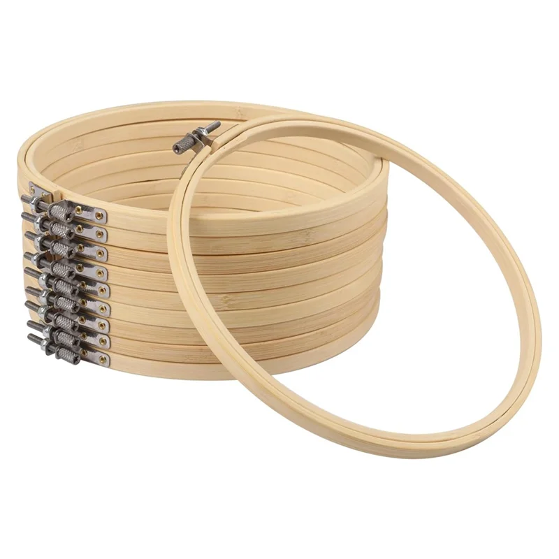 15PCS Bamboo Embroidery Hoops Set Kit 2 Inch Embroidery Hoop Set Adjustable In Bulk For Needlework, Sewing And Crafts