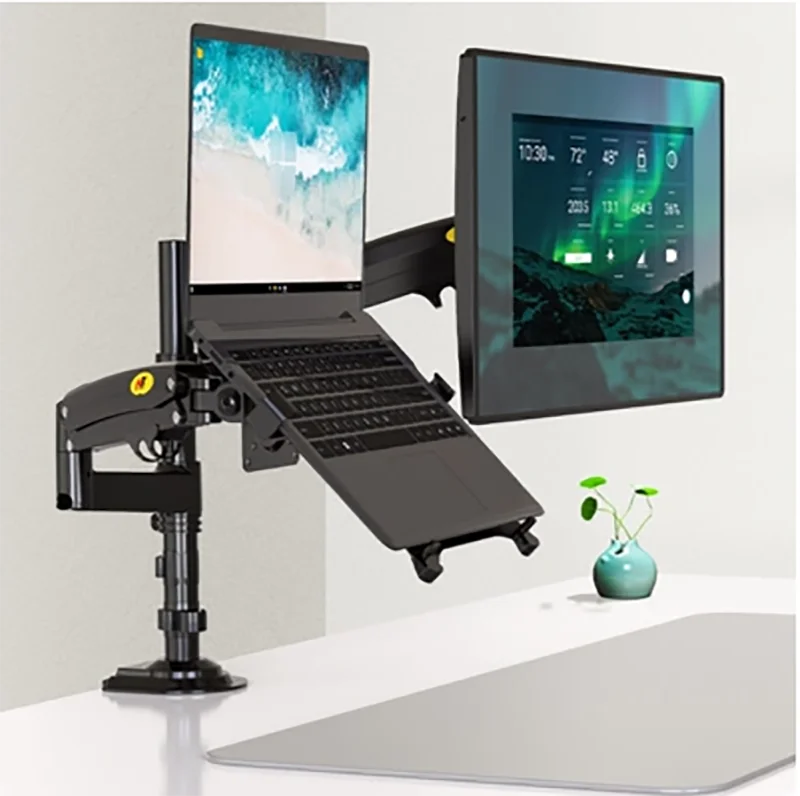 

Desktop NB H180 + FP-2 Gas Spring Dual Arm for 22"-32" Monitor Holder + 10"-17" Laptop Support Air Press Mount Stand Load 2-12kg