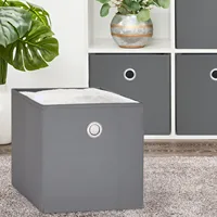 Collapsible Fabric Cube Storage Bins (10.5" x 10.5"), 4 Pack, Grey Flannel 2