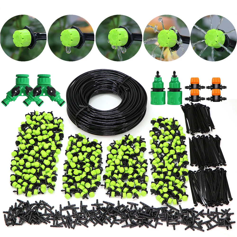 5-50m DIY Automatic 4/7mm Hose Micro Drip Irrigation System Garden Spray 1/4'' Planting Self-Watering Kit Adjustable Dripper