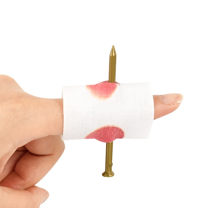 5pcs Halloween Fake Nail Through Finger Prank Toys Scary Magic Toy Funny Bloody Nail Bandage April Fool's Day Trick Joke Toy