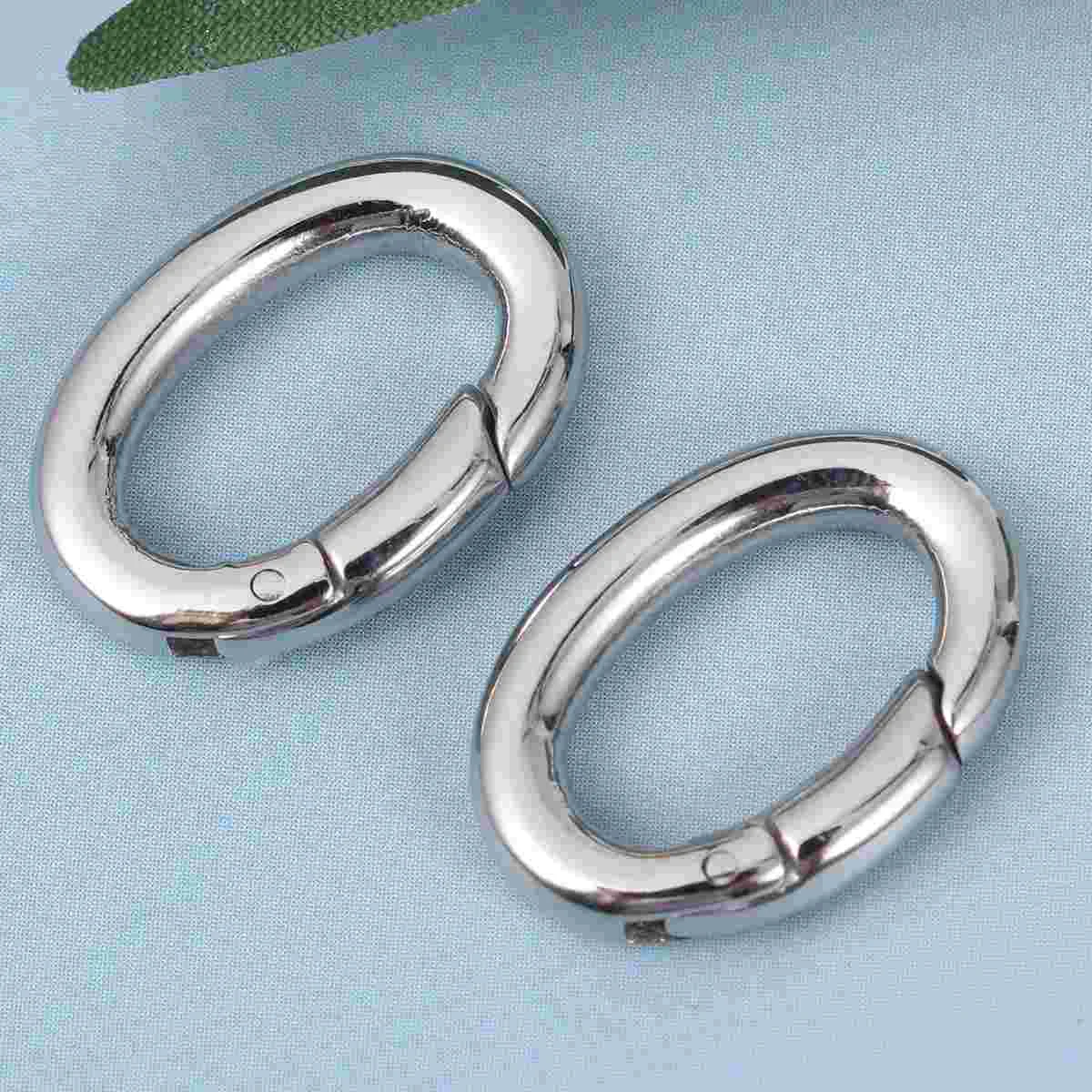 

2pcs Stainless Steel Spring Oval Rings Carabiner Snap Clip Hooks Keyring Buckle DIY Craft Making Accessories for Bag Purse
