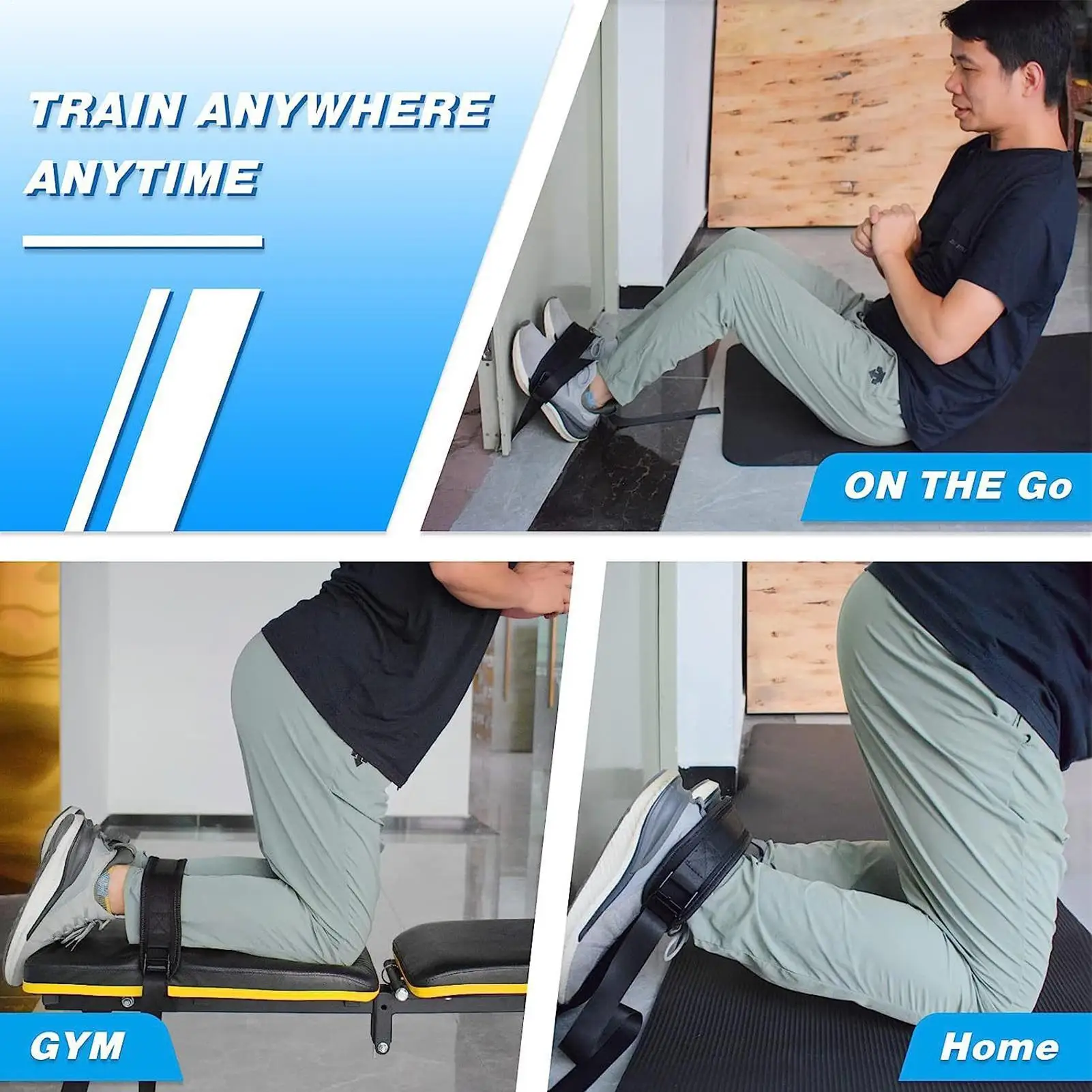 ForNordic Hamstring Curl Strap Leg Exercise Assisted Strap Belt Pad Sit-ups Workout Home Gym Fitness Equipment For Training