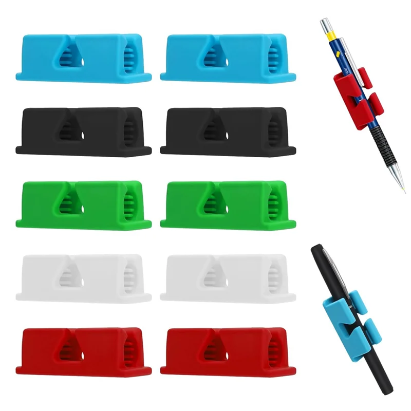 업그레이드된 10개입 실리콘 연필꽂이, 책상용 접착식 펜꽂이, 교실용 고무 싱글 펜꽂이 펜 클립 6cm 멀티