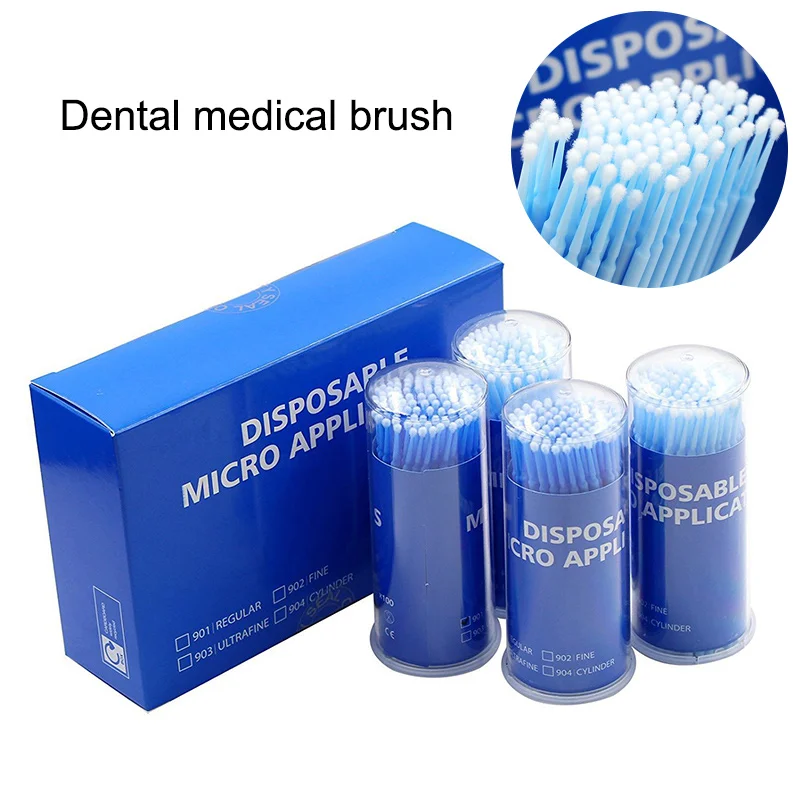

Sdotter 100Pcs/Box Dental Micro Brush Disposable Materials Tooth Applicators Sticks Oral Hygiene Teeth Care Floss Interdental