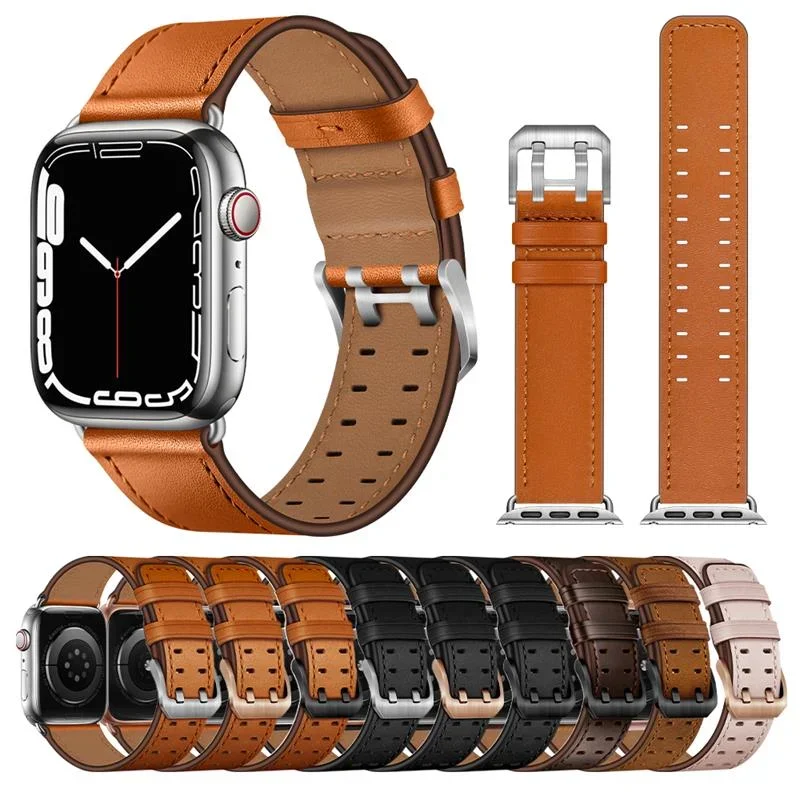 

Ремешок кожаный для Apple watch band, уникальный браслет для iwatch series 3 4 6 7 8, 44 мм 40 мм 45 мм 41 мм 42 мм 49 мм