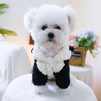 Abrigo de oso panda con capucha y orejas para mascotas