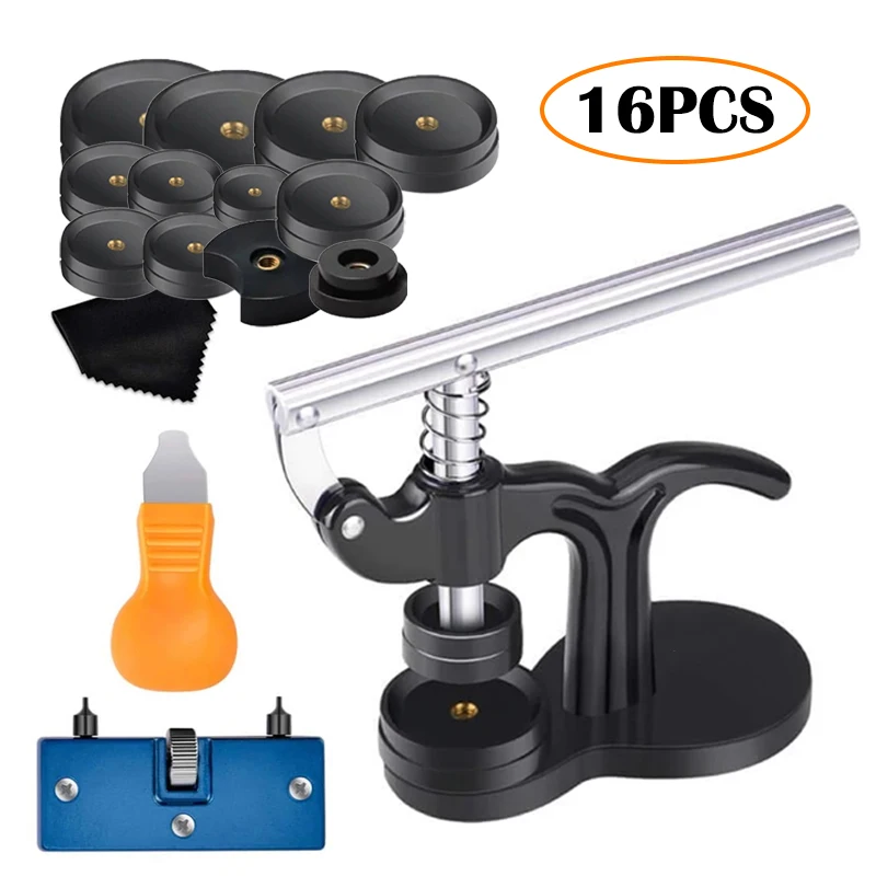 

16PCS/Set Watchmaker Watch Repair Tool Tabletop Capper Watch Case Opener Pry Knife Watch Back Cover Remover Battery Replacement