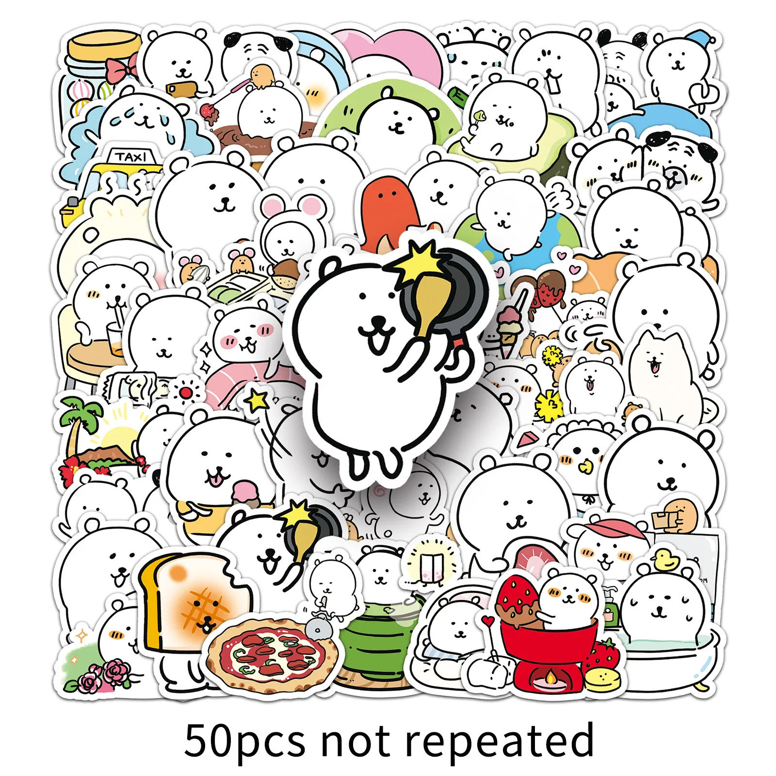 50PCS 농담 곰 스티커 MOGUMOGU 낙서 스티커 DIY 일기 전화 케이스 수제 스크랩북 미적 스티커