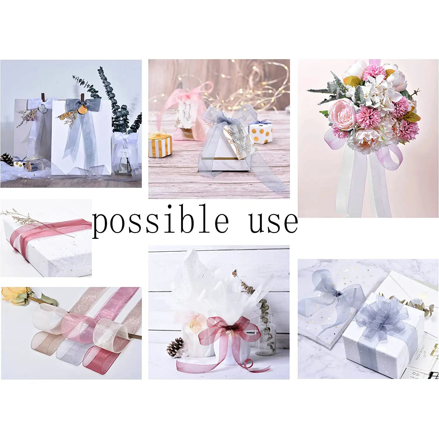Solid Organza Satin Ribbon Sheer Chiffon Tape For DIY Crafts Gifts Wrapping Wedding Christmas Party Packing Decoration 10 Meters