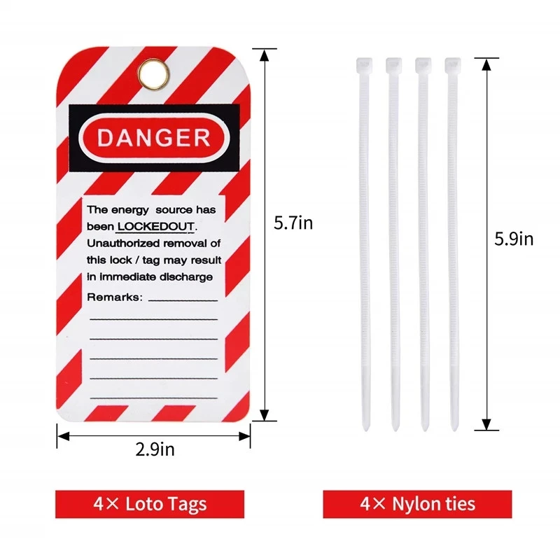 Kit di etiquetaggio per blocco di sicurezza Lucchetti Loto Hasps Lockout Tagout Tag Set di serrature Loto Kit di tag di blocco elettrico per interruttori - immagine 4